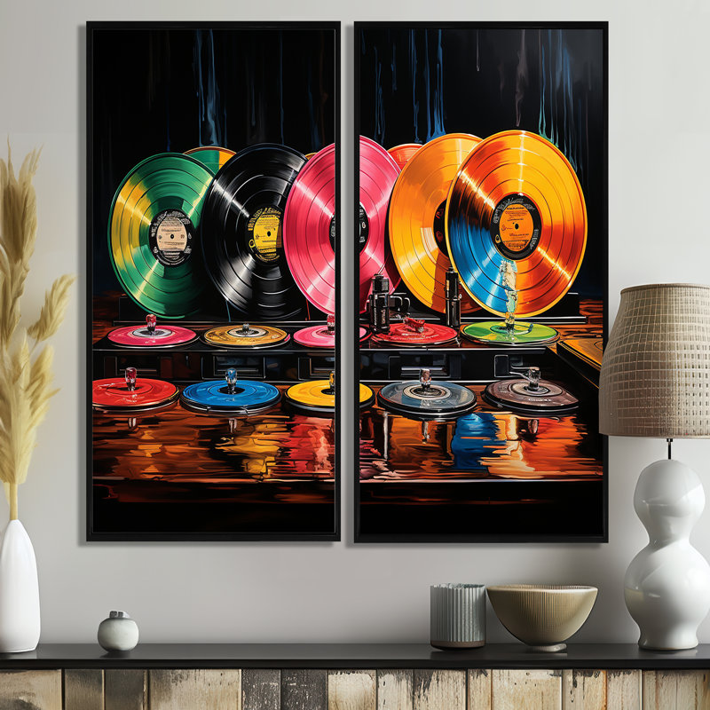 Coloré vinyle Serenade II - art moderne sur toile multicolore, 40" H x 40" W, Black