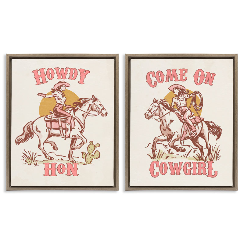  "Pastel Cowgirl", ensemble de 2 toiles flottantes encadrées par Victoria Barnes, H 21 po x l 17 po