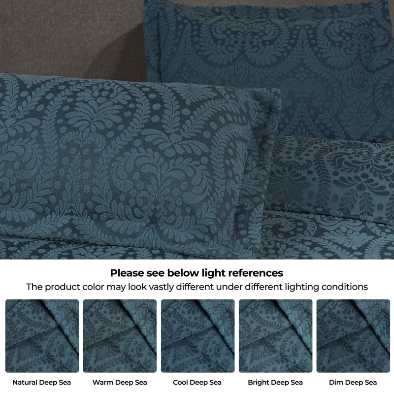 Aspen Deep Sea Floral Cotton Blend Twin Bedspread Set