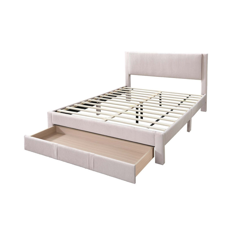 Lit de rangement en velours Mercer41, Rose clair, Double
