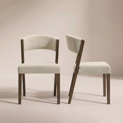 2-Pack Mid-Century Dining Chairs – Warm Walnut Finish with Soft Upholstered Back  Seat