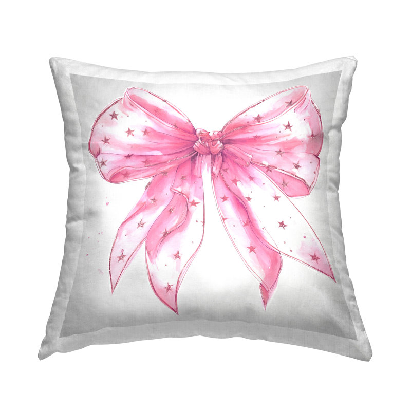 Coussin décoratif imprimé Fabulous Pink Bow par Ramona Murdock