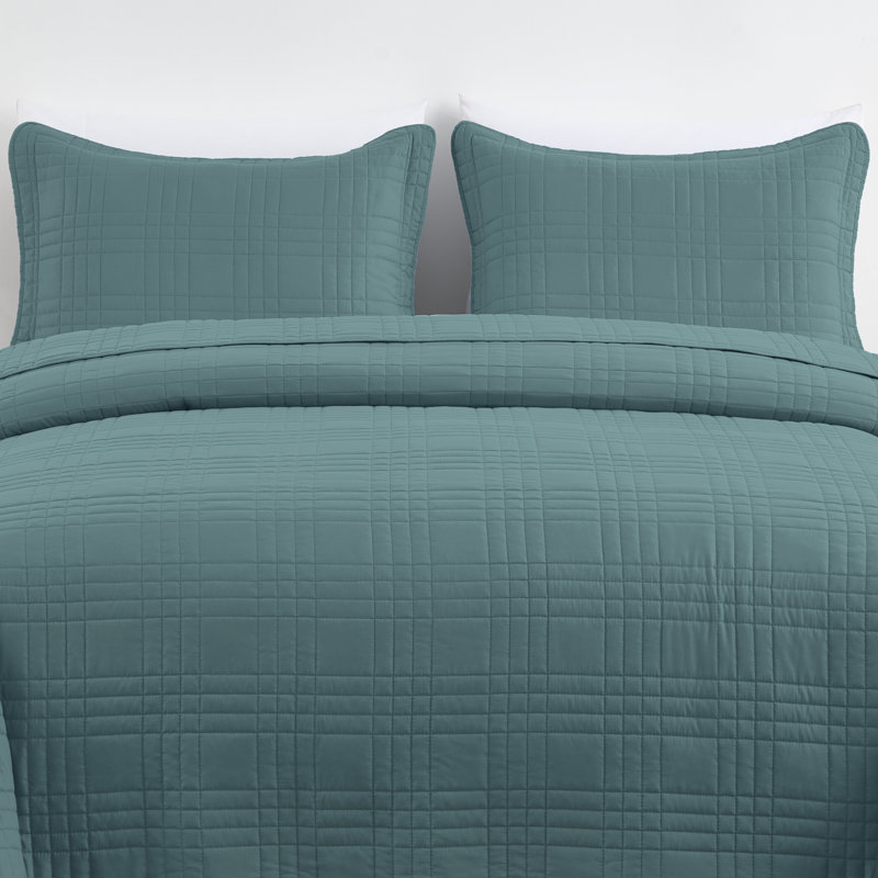 Lightweight Microfiber Reversible 3 Piece Coverlet / Bedspread Set, King Bedspread + 2 King Shams, Blue