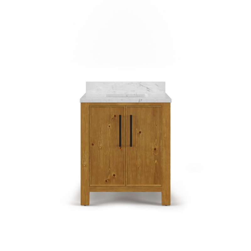 Dino 30 in. Single Sink Freestanding Sierra Oak Bath Vanity with Carrara White Engineered Marble Top (Assembled)