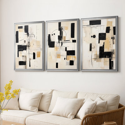 ABSTRACT Series CCCCLX III - Toile tendue avec châssis encadré - 3 pièces