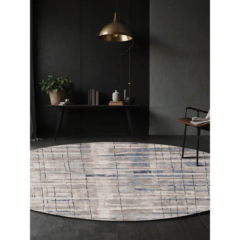 Machine Washable Gray Area Rug, Rectangle 7' x 9'