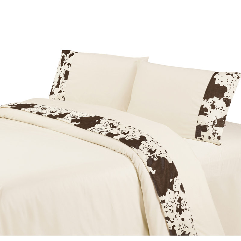 Ensemble de draps en coton à densité de tissage 350 fils Cowhide, Plein, Crème