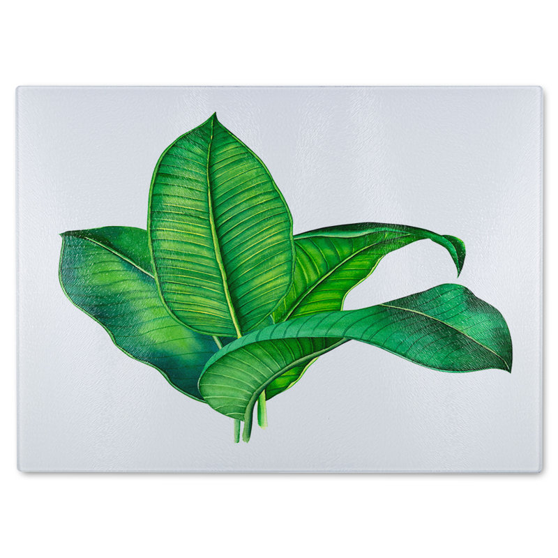 Bunched Leaves Glass Chopping Board, 40cm L x 28cm W