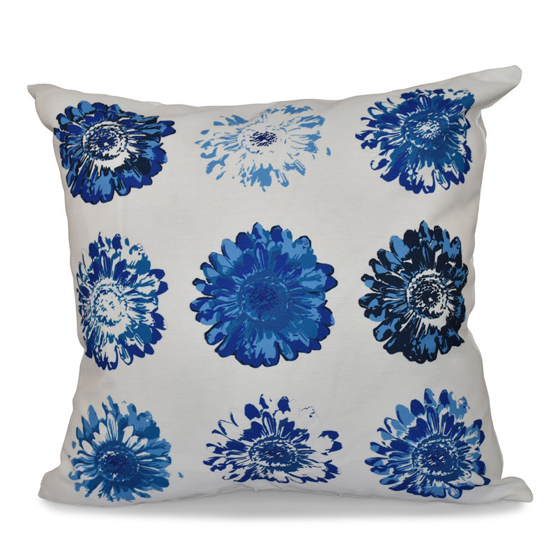 Happy Hippy Floral Reversible Throw Pillow, 18" H x 18" W, Blue