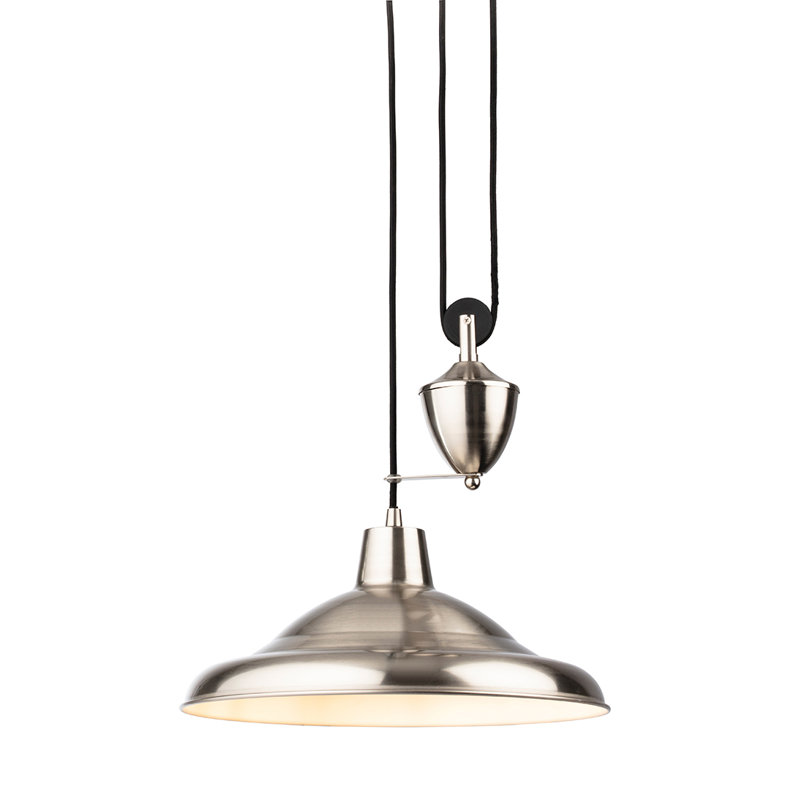1 - Light Dome Pendant, Brushed Steel