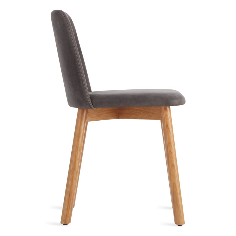 Chip Upholstered Dining Chair, Smoke, Slate Genuine Leather