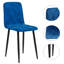 Ensemble de 4 chaises de salle à manger en velours bleu, pattes en fer pour un confort optimal - Structure renforcée, assise rembourrée