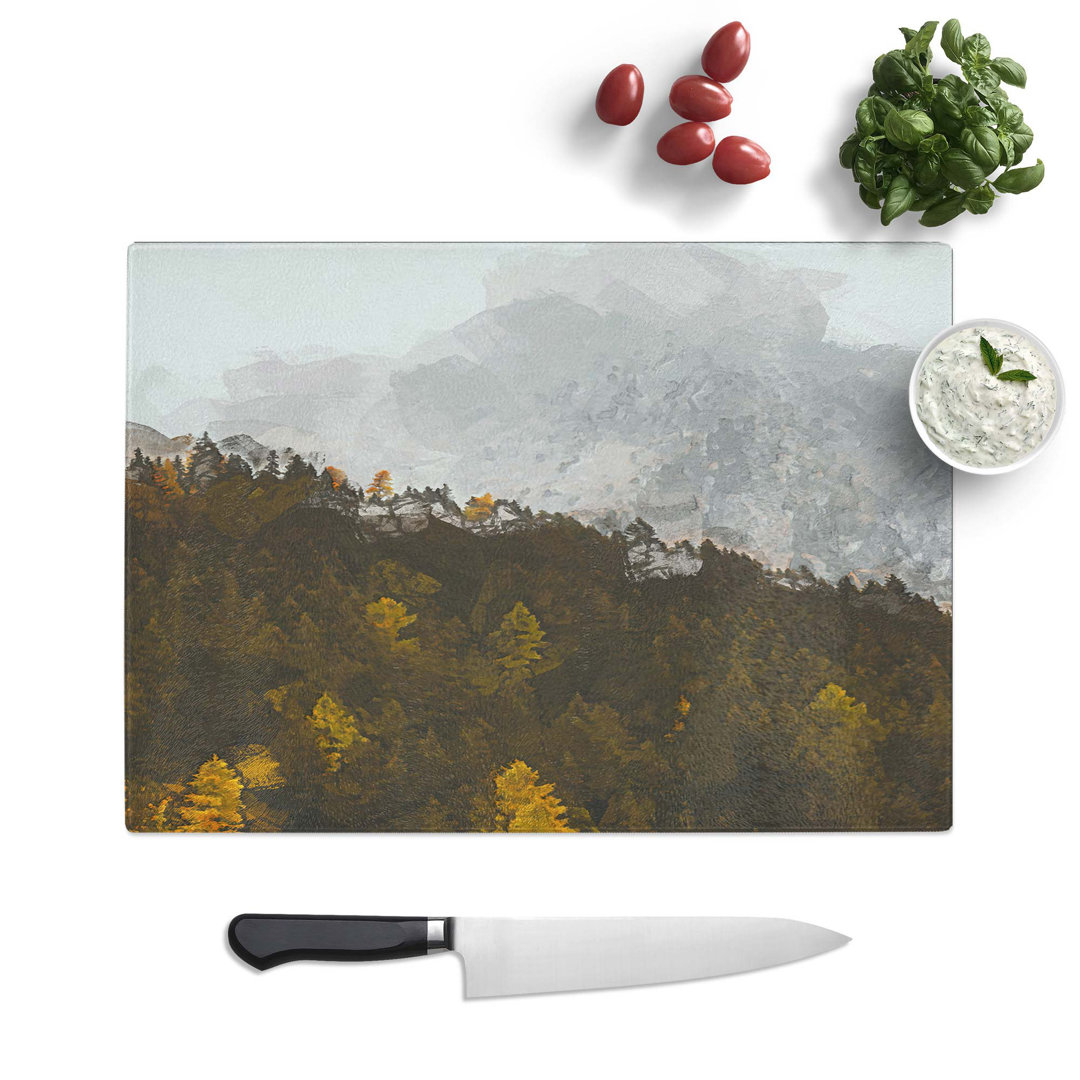 Glass Half Mountain Half Forest in Abstract Chopping Board