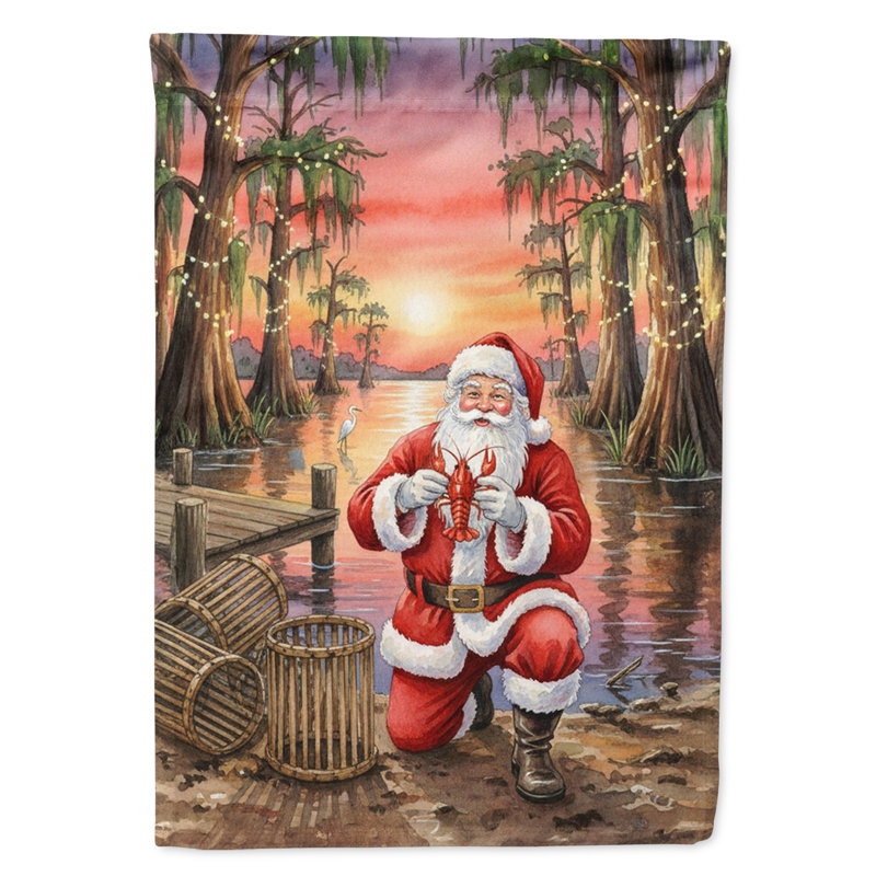 Drapeau de la maison de Noël Cajun, House Size, Père Noël cajun avec écrevisse