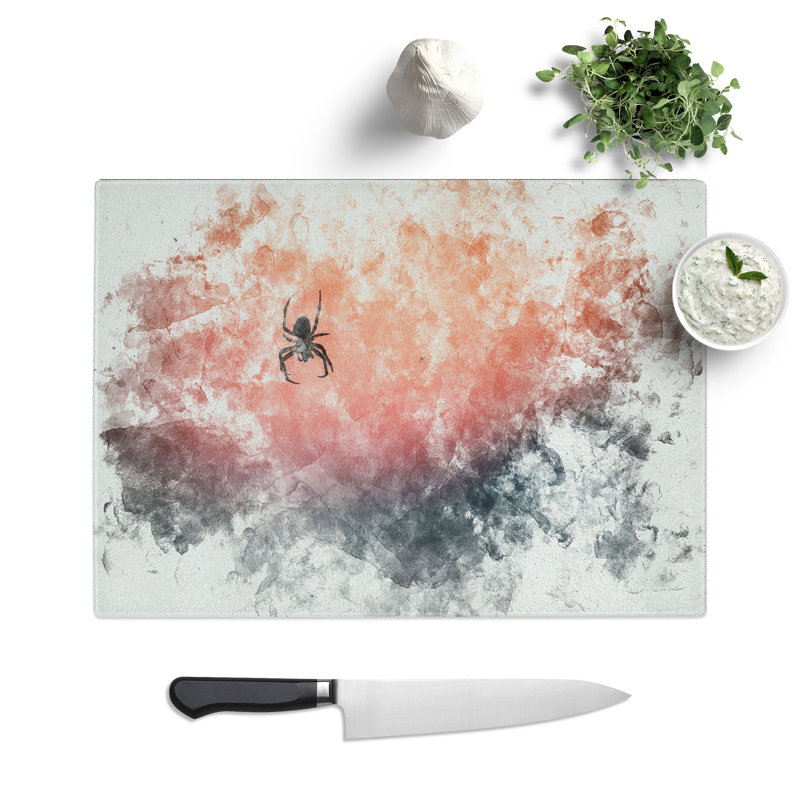 Tempered Glass Spiders Web Chopping Board, 20 cm x 28.5 cm