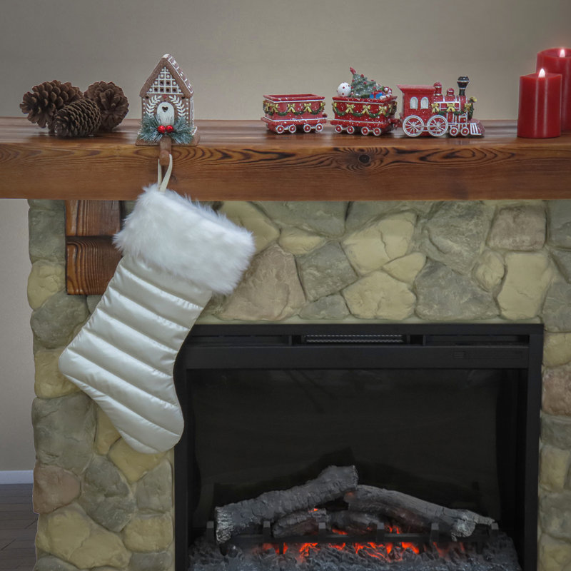 Chaussette de Noël 20 po HGTV Home Collection, vert, Blanc