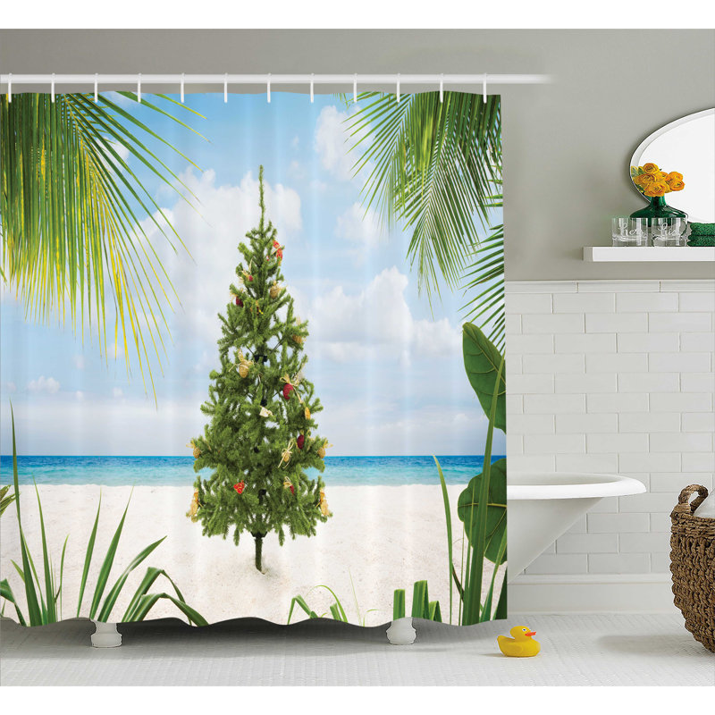 Rideau de douche simple de noël tree fêtes, H 84 po x l 69 po