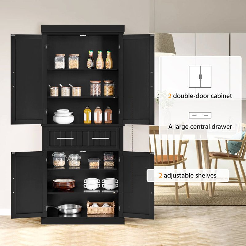 Buntin Kitchen Cabinet, Black