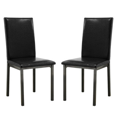2Pcs Black Upholstered Dining Chairs In Transitional Style For Home Of 2 Slim Versatile