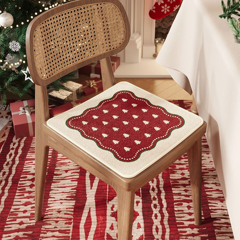 Christmas-themed Sofa And Chair Cushions Warm Plushes Non-s Lip Mats, Red