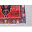 Tapis unique en laine noué à la main des années 1950 de 3 pi 11 po x 6 pi 8 po en rouge / bleu / noir