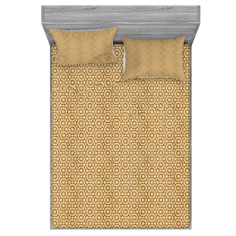 Microfiber Geometric Sheet Set, Full Sheet Set with Fitted Sheet