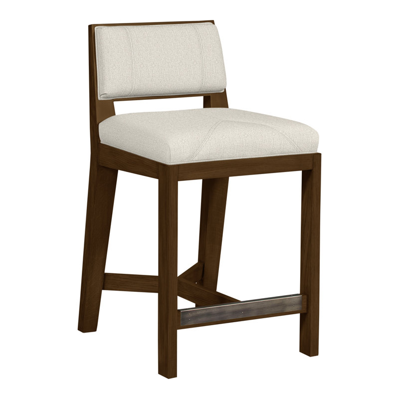 Thom Filicia Solid Wood 26.5" Counter Stool, Havana, Nomad Snow Crypton® Chenille