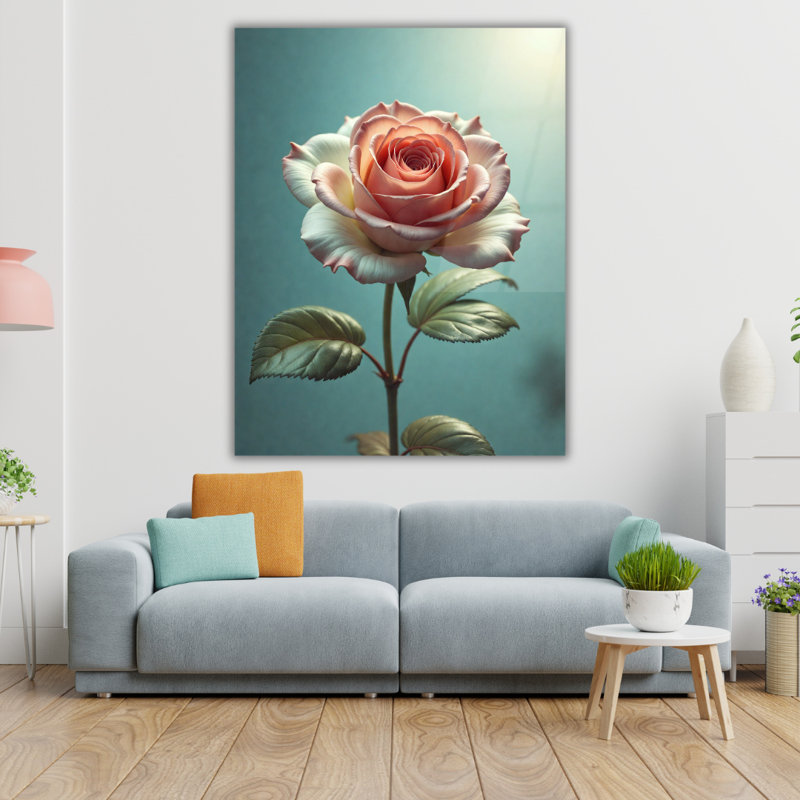 Art mural en verre rose rose, 40" H x 30" W