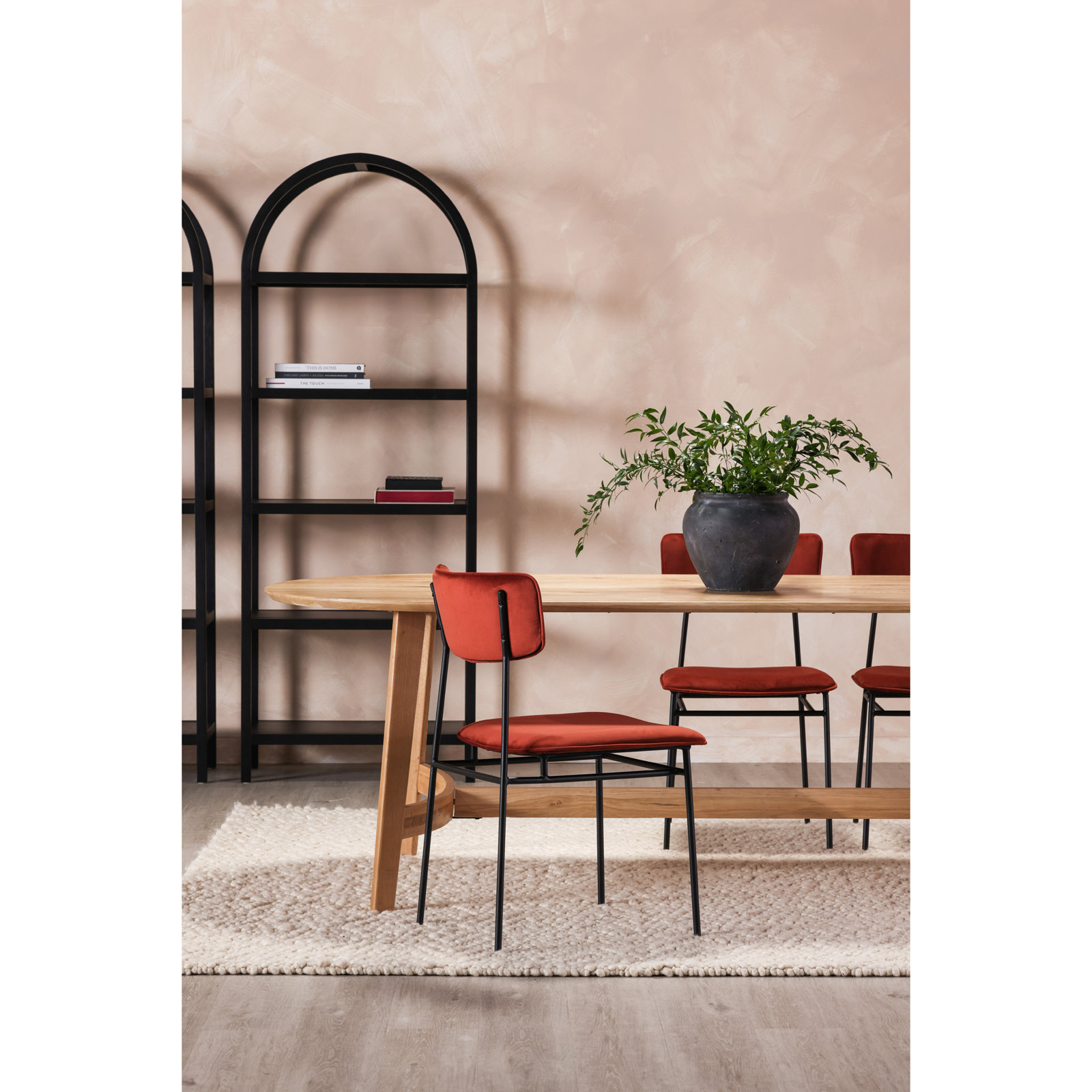 Signa Solid Oak Dining Table, 40" W x 98.5" L, Natural
