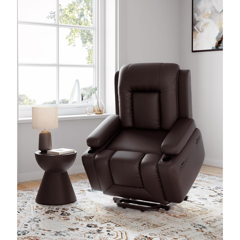 Oversized Wide Power Lift Recliner Chair - Heat and Massage, Faux PU Leather Lift Recliner Chair for the Elderly, Adjustable Back and Legs, Designed for the Elderly and People with mobility impaired