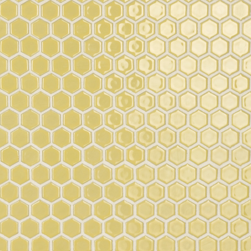 Hudson 1" x 1" Porcelain Honeycomb Mosaic Wall & Floor Tile, Vintage Yellow