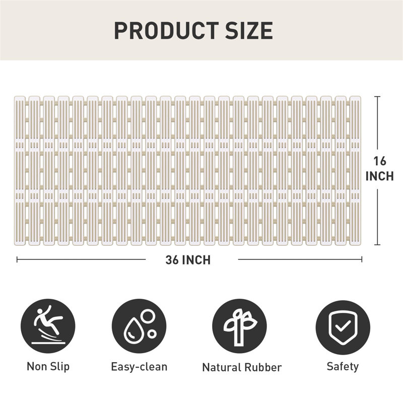 Grainger Plastic / Acrylic Non-Slip Shower Mat, Brown