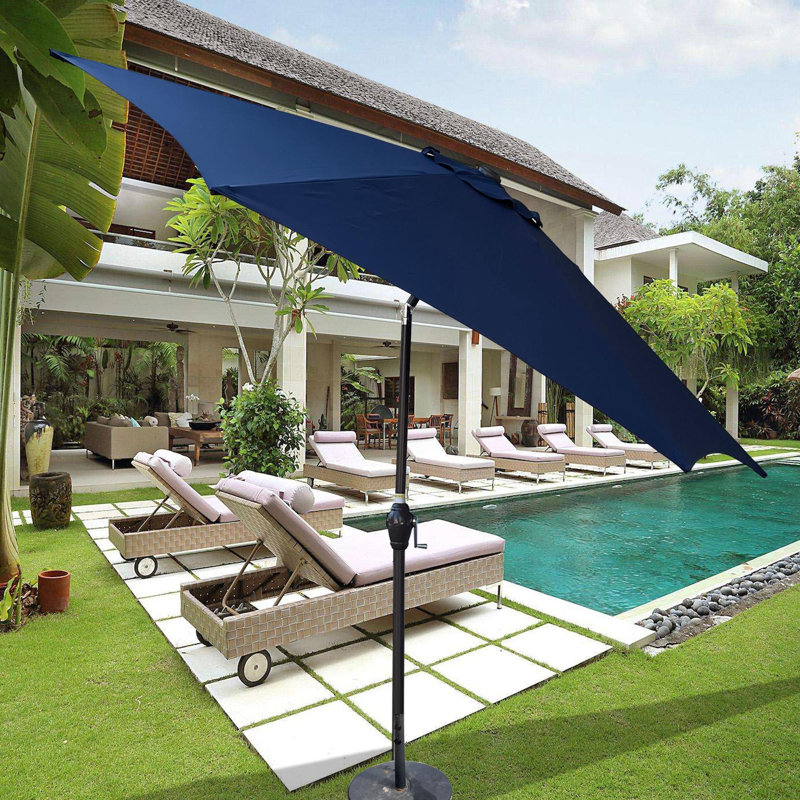 Parasol d'extérieur en métal pour patio, Rayures rouges