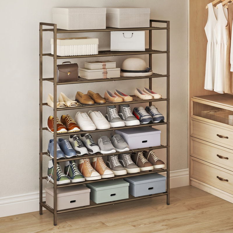 Étagère à chaussures en métal 32 paires, range-chaussures autoportant pour les petits espaces de garage de placard d'entrée, tablette de rangement en acier