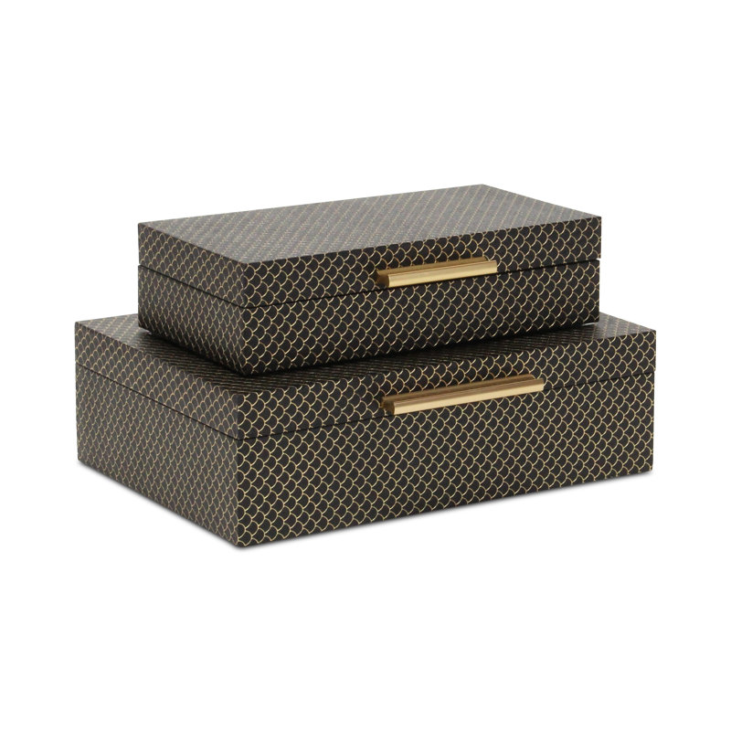 Mariline Elegant Fish Scale Pattern Rectangular Box Set, Black