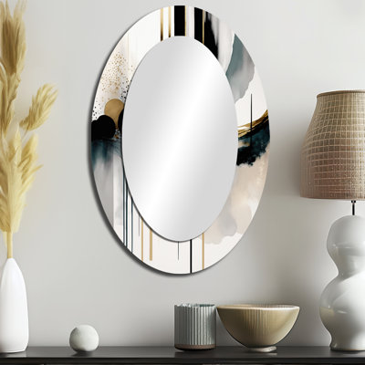 Abstract Transitional Shapes V - Black Modern Oval Wall Mirror
