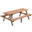 Table de pique-nique pour 8 personnes, en bois brun avec 2 sièges et bancs intégrés, capacité en bois de 2220Lb