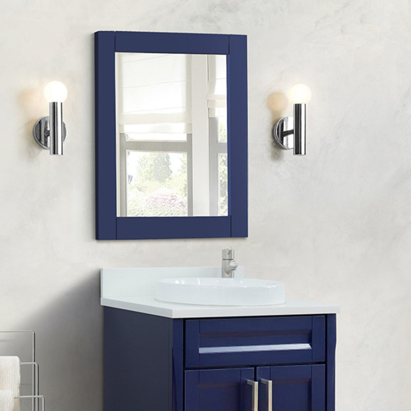 Miroir de salle de bain Olliyah, 24 po x 30 po, Bleu