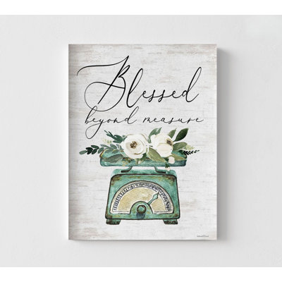 Blessed Beyond Measure, Framed Simply Blessed Print Poster, Extra Large Blessed Quote Print, White Flower Watercolor Poster Print