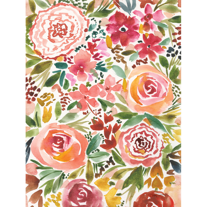 «Garden Bliss IV» par Cheryl Warrick, Non, H 32 po x l 24 po, Reproduction avec cadre noyer