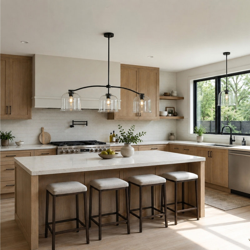 Justyce 3-Light 55.9"W Oversized Kitchen Island Pendant
