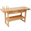 Bureau d'ordinateur en bois naturel avec tiroirs, établi en bois d'hévéa massif de 60 pouces pour garage ou atelier