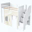 Lit mezzanine simple avec bureau, tiroirs et escalier de rangement