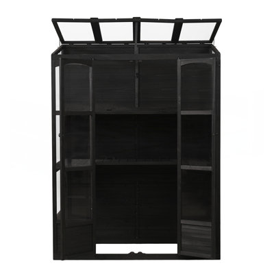 Spacious 78-Inch Walk-In Wooden Greenhouse With 4 Skylights, 2 Folding Shelves, And Anti-Fall Protection For Year-Round Gardening
