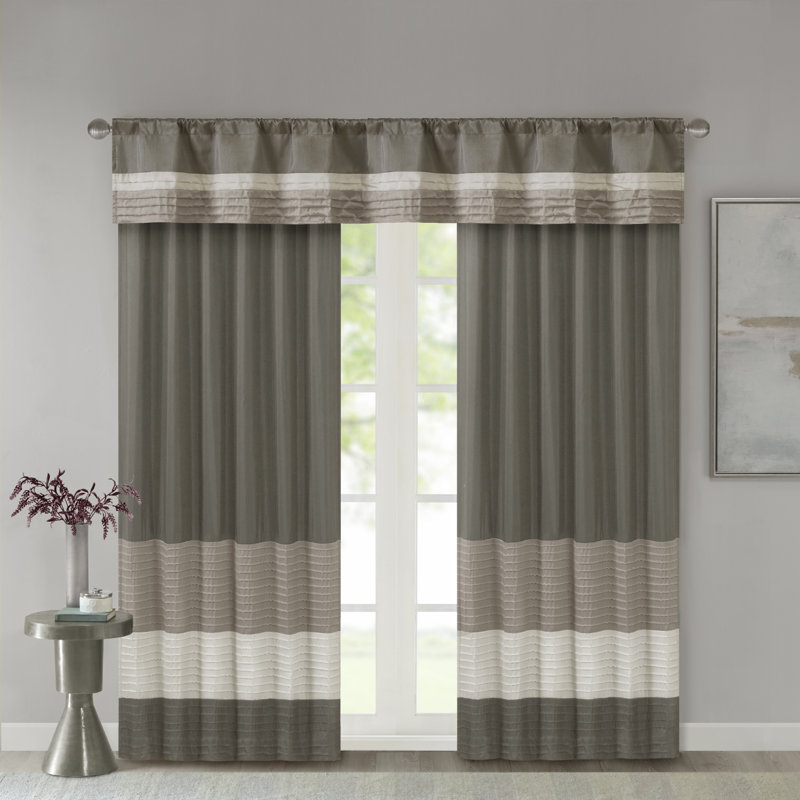 Natural Polyoni Pintuck Window Valance with Rod Pocket