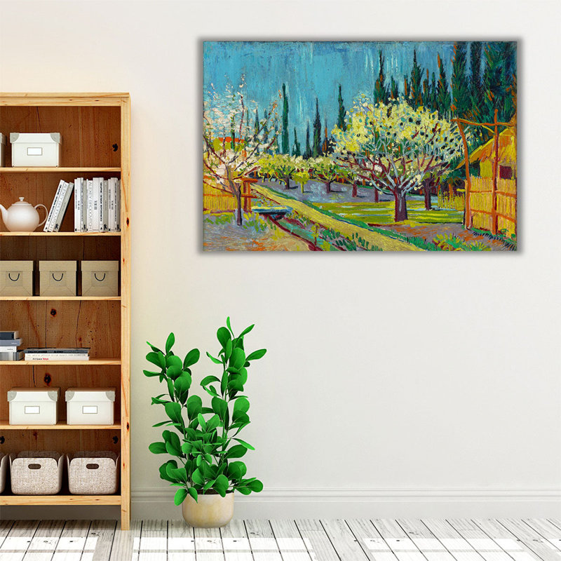 Orchard bordé par Cypresses, 1888 - reproduction d'art sur toile, H 20 po x l 30 po
