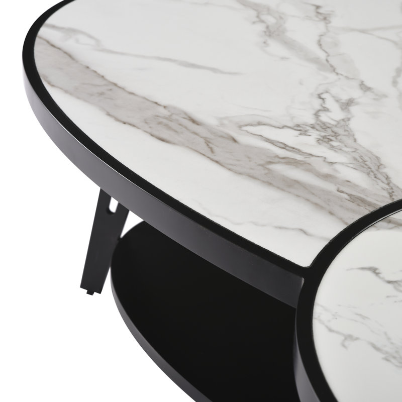 Ardoin Contemporary Modern 53 In. Oval White Coffee Table With Sintered Stone Top
