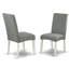 Ensemble de 5 pièces pour coin-repas pour 4 personnes comprenant une table de salle à manger ronde avec piédestal et 4 chaises de salle à manger Parsons en tissu gris, lin blanc-974126847-974126844