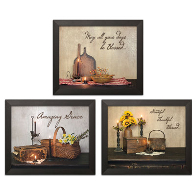 " Grateful Thankful Blessed Amazing Grace And May All Your Days Be Blessed " by Susie Boyer 3 - Pieces