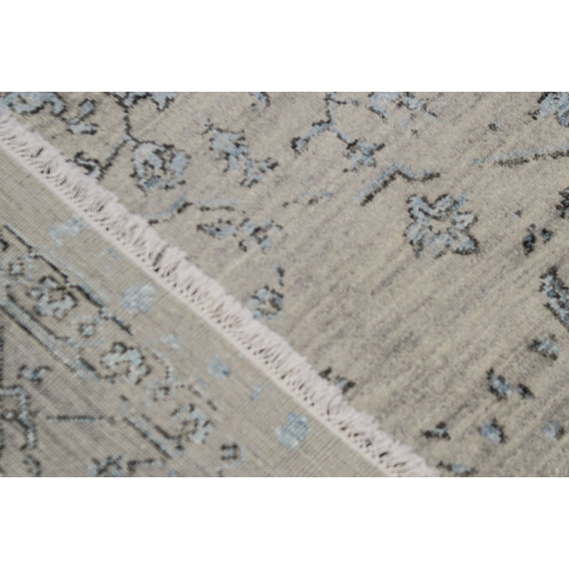 Hand-Knotted High-Quality Silver and Aqua Area Rug